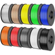 JAYO PLA+ Filament Bundle 1.75mm, 3D Printer Filament Bundle Multicolor, Individually Vacuum Packed, 250g Spool, 10 Pack, 2.5KG in Total, Black+White+Grey+Clear+Blue+Red+Green+Yellow+Orange+Wood Color