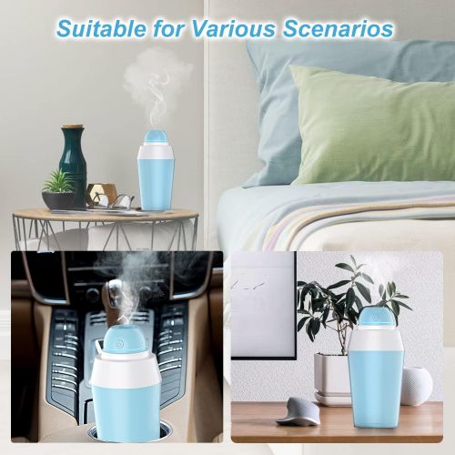  JAYWAYNE Portable Mini Humidifier USB Cool Mist Ultrasonic Humidifier with Water Bottle Premium Humidifying Unit with Whisper-Quiet Operation Automatic Shut-Off Multi Use for Travel Home Of