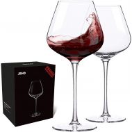 [아마존베스트]JBHome Hand Blown Italian Style Crystal Burgundy Wine Glasses - Lead-Free Premium Crystal Clear Glass - Set of 2 - 21 Ounce - Gift-Box for any Occasion