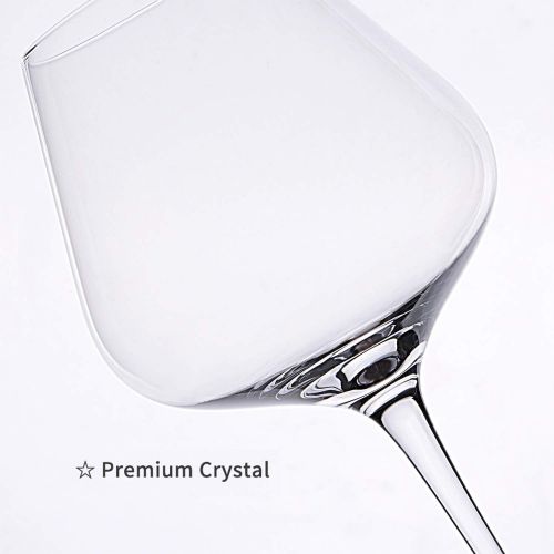  [아마존베스트]JBHome Hand Blown Italian Style Crystal Burgundy Wine Glasses - Lead-Free Premium Crystal Clear Glass - Set of 2 - 21 Ounce - Gift-Box for any Occasion