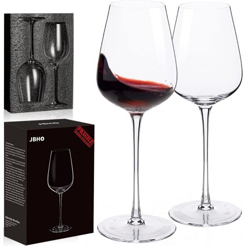  [아마존베스트]JBHO Hand Blown Italian Style Crystal Bordeaux Wine Glasses - Perfect Holiday Gift - Red Wine Glasses Lead Free Premium Crystal Clear Glass - Set of 2 - 18 Ounce