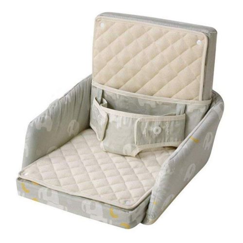  JBHURF Portable Baby Baby Dining Chair Learning Seat/Multi-Function Folding Travel Bed 0-12 Months (Color : Khaki)