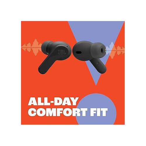 제이비엘 JBL Vibe Beam - True Wireless JBL Deep Bass Sound Earbuds, Bluetooth 5.2, Water & Dust Resistant, Hands-free call with VoiceAware, Up to 32 hours of battery life (Black)