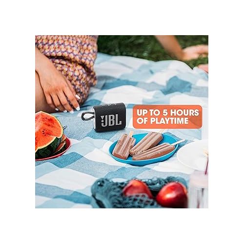 제이비엘 JBL Go 3: Portable Speaker with Bluetooth, Built-in Battery, Waterproof and Dustproof Feature - Black