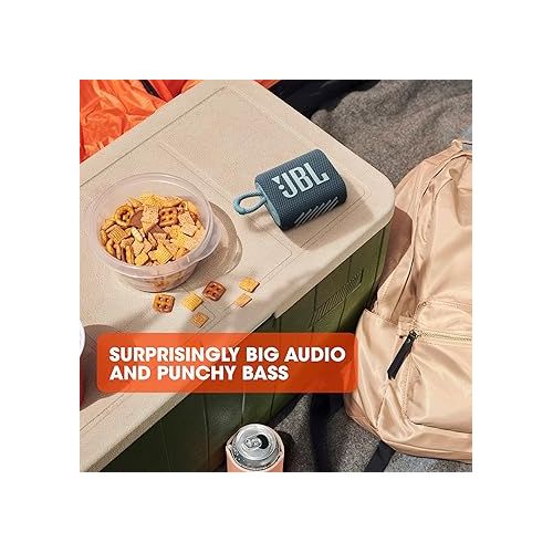 제이비엘 JBL Go 3: Portable Speaker with Bluetooth, Built-in Battery, Waterproof and Dustproof Feature - Black