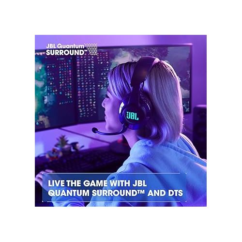 제이비엘 JBL Quantum 610 Wireless 2.4GHz Headset: 40h Battery, 50mm Drivers, PC Gaming and Console Compatible, Black, Medium