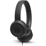 JBL Tune 500 - Wired on-ear headphones, JBL Pure Bass Sound, 1-button remote/mic, Tangle-free flat cable, Lightweight and foldable design, Ask Siri or Google Now (Black)