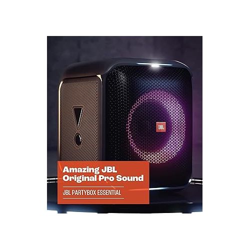 제이비엘 JBL Partybox Encore Essential: 100W Sound, Built-in Dynamic Light Show, and Splash Proof Design, Black