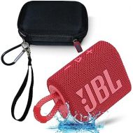 JBL GO 3 Waterproof Ultra Portable Bluetooth Speaker Bundle with Megen Hardshell Case (Red)