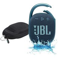 JBL Clip 4 Waterproof Portable Bluetooth Speaker Bundle with Megen Protective Hardshell Case (Blue)