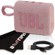 JBL Go 3 Portable Bluetooth Wireless Speaker, IP67 Waterproof and Dustproof Built-in Battery - Pink - Boomph's Comprehensive Ultimate Performance Cloth Solution for Your On-the-Go Sound Experience