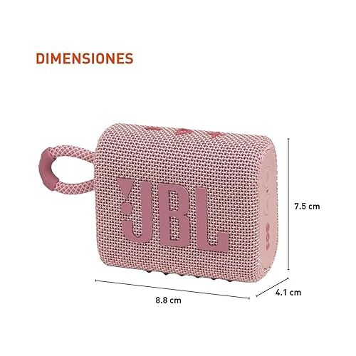 제이비엘 JBL Go 3 Portable Bluetooth Wireless Speaker, IP67 Waterproof and Dustproof Built-in Battery - Pink - Boomph's Comprehensive Ultimate Performance Cloth Solution for Your On-the-Go Sound Experience