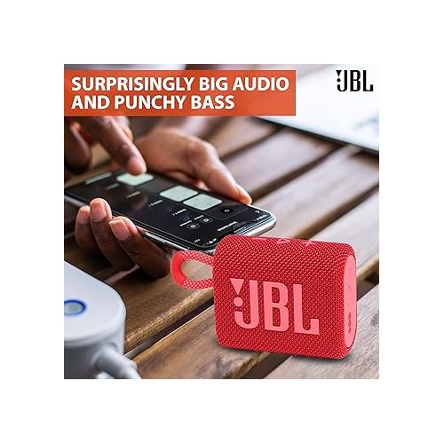 제이비엘 JBL Go 3 Portable Bluetooth Wireless Speaker, IP67 Waterproof and Dustproof Built-in Battery - Pink - Boomph's Comprehensive Ultimate Performance Cloth Solution for Your On-the-Go Sound Experience