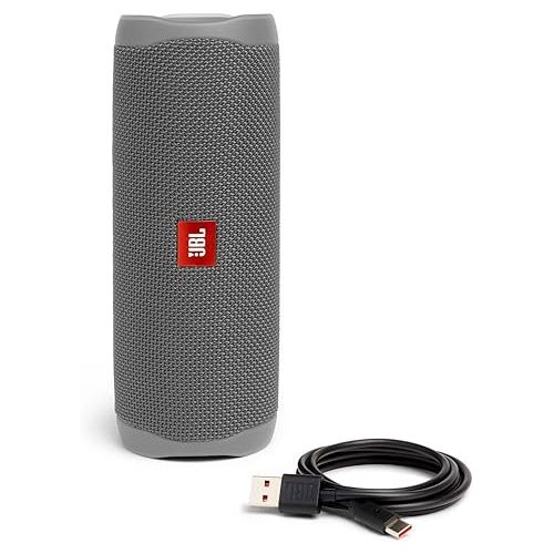 제이비엘 JBL Flip 5, Waterproof Portable Bluetooth Speaker, Gray, with A Megen Hardshell Protection Case