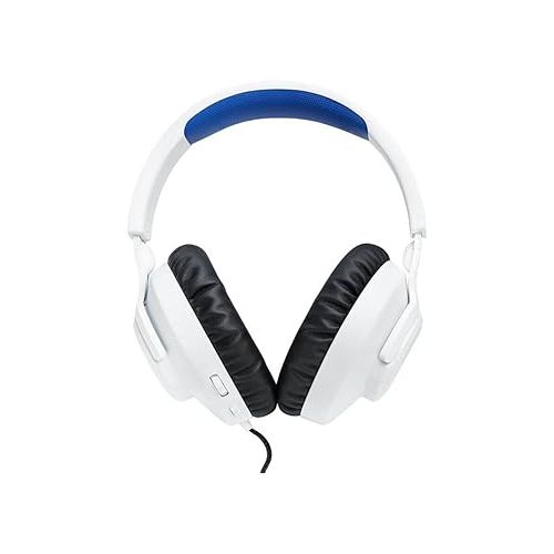 제이비엘 JBL Quantum 100P - Wired over-ear gaming headset with a detachable mic, QuantumSOUND Signature, Memory foam comfort, Compatible with Windows Sonic Surround Sound (White)