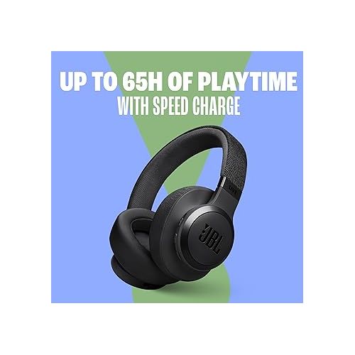 제이비엘 JBL LIVE 770NC - Wireless Over-Ear Headphones with True Adaptive Noise Cancelling with Smart Ambient, Up to 65 hours of battery life, Comfort-fit fabric headband & carrying pouch (Black)