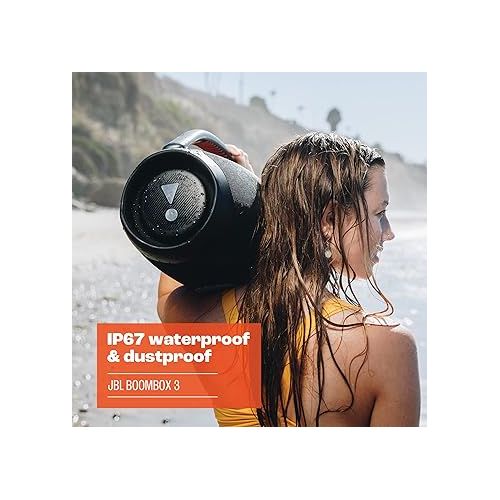 제이비엘 JBL Boombox 3 - Portable Bluetooth Speaker, Powerful Sound and Monstrous bass, IPX7 Waterproof, 24 Hours of Playtime, powerbank, JBL PartyBoost for Speaker Pairing (Black) (Renewed)