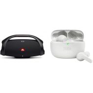 JBL Boombox 2 - Portable Bluetooth Speaker & Vibe Beam True Wireless Headphones - White, Small