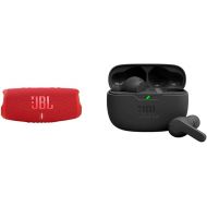 JBL Charge 5 Portable Wireless Bluetooth Speaker with IP67 Waterproof and USB Charge Out - Red, Small & Vibe Beam True Wireless Headphones - Black, Small