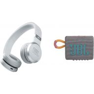 JBL Live 460NC Wireless Noise Cancelling Headphones + JBL Go 3 Portable Bluetooth Speaker - White/Gray