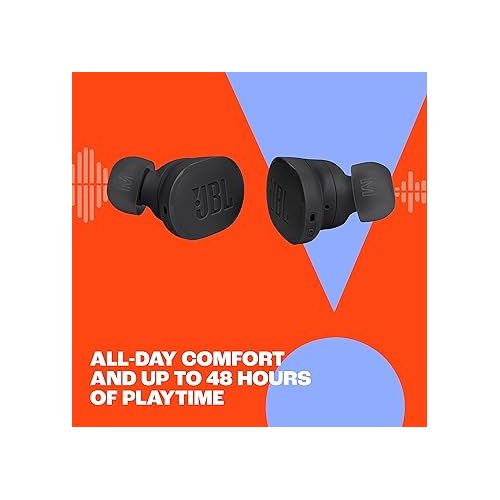 제이비엘 JBL Tune Buds - True wireless Noise Cancelling earbuds, JBL Pure Bass Sound, Bluetooth 5.3, 4-Mic technology for Crisp, Clear Calls, Up to 48 hours of battery life, Water and dust resistant (Black)
