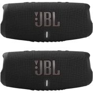 JBL Charge 5 Portable Waterproof Bluetooth Speaker with Powerbank - Pair (Black/Black)