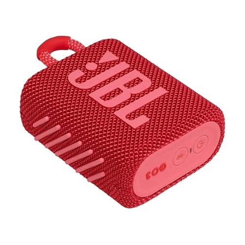제이비엘 JBL Go 3: Portable Speaker with Bluetooth, Built-in Battery, Waterproof and Dustproof Feature - Red (JBLGO3REDAM)