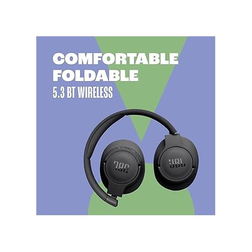 제이비엘 JBL Tune 720BT - Wireless Over-Ear Headphones Pure Bass Sound, Bluetooth 5.3, Up to 76H Battery Life and Speed Charge, Lightweight, Comfortable and Foldable Design (Blue)