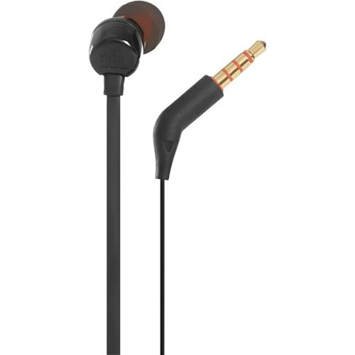 제이비엘 JBL Tune 110 Earbuds - Wired in-Ear Headphones with 1-Button Remote, Signature Sound for Rich Audio Experience, includes Velvet Carrying Pouch