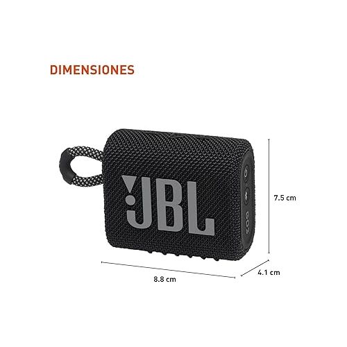 제이비엘 JBL Go 3 Portable Bluetooth Wireless Speaker, IP67 Waterproof and Dustproof Built-in Battery - Black