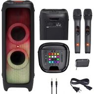 JBL PartyBox 1000 High Power 1100W Wireless Bluetooth Party Speaker (JBLPARTYBOX1000AM) + Wireless Two Microphone System with Receiver + AUX Cable + Microfiber Cloth