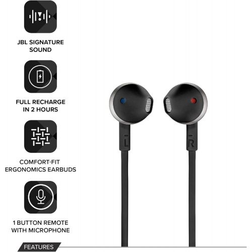 제이비엘 JBL TUNE 205BT - In-Ear Wireless Bluetooth Headphone - Black