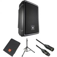 JBL IRX108BT Powered Portable Speaker Kit with Cover, Speaker Stand, and Cable
