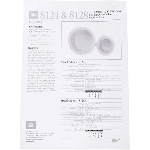 제이비엘 (12) JBL 8124 4 Full Range Commercial 70V/100V 6w Ceiling Speakers 4 Restaurant