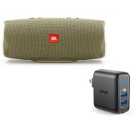 JBL Charge 4 Portable Waterproof Wireless Bluetooth Speaker Bundle with Anker 2-Port Wall Charger - Gray