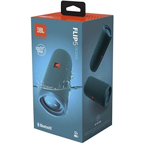 제이비엘 JBL Flip 5 Waterproof Portable Bluetooth Recycled Plastic Speaker Bundle with divvi! Protective Hardshell Case - Blue (Eco Edition)