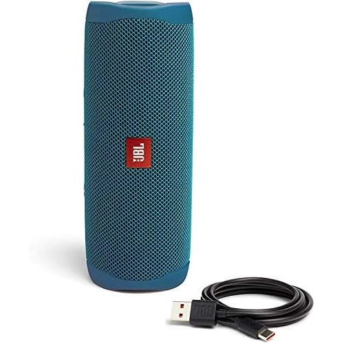 제이비엘 JBL Flip 5 Waterproof Portable Bluetooth Recycled Plastic Speaker Bundle with divvi! Protective Hardshell Case - Blue (Eco Edition)