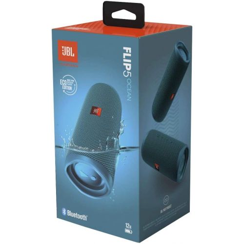 제이비엘 JBL Flip 5 Waterproof Portable Bluetooth Recycled Plastic Speaker Bundle with divvi! Protective Hardshell Case - Blue (Eco Edition)