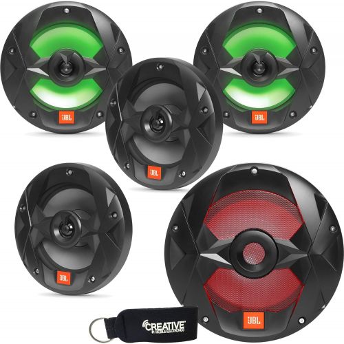 제이비엘 JBL OEM Replacement Bundle - MS10LB 10 Marine LED Subwoofer & Two Pair of MS8LB 8 Marine LED Speakers - Black