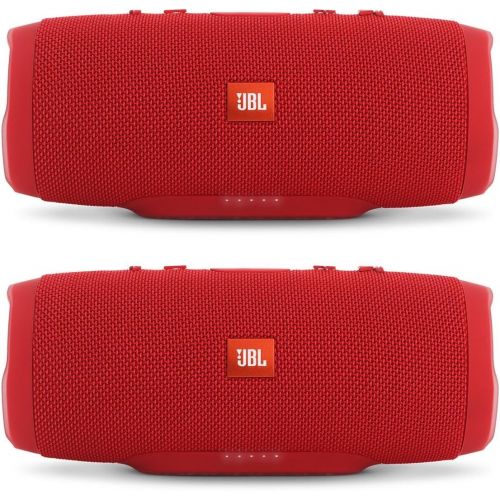 제이비엘 JBL Charge 3 Waterproof Portable Bluetooth Speaker - Pair (Red/Red)