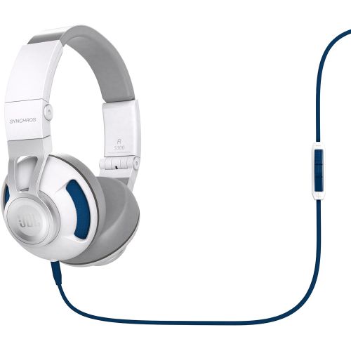 제이비엘 JBL Synchros S300 Premium On-Ear Stereo Headphones with Apple 3-Button Remote, White/Blue