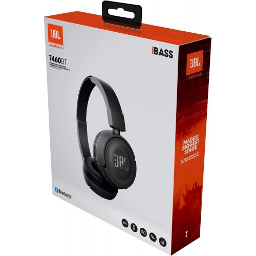 제이비엘 JBL T460BT Extra Bass Wireless On-Ear Headphones with 11 Hours Playtime & Mic - Black