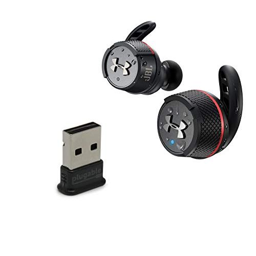 제이비엘 JBL UA Flash True Wireless Bluetooth in-Ear Headphones Bundle with Plugable USB-BT4LE USB 2.0 Bluetooth Adapter - Black