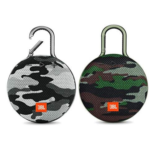 제이비엘 JBL Clip 3 Portable Waterproof Wireless Bluetooth Speaker Bundle - (Pair) Camouflage/Black Camo