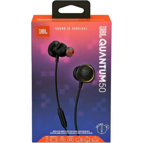 제이비엘 JBL Quantum 50 Wired, in-Ear Gaming Headphones with Inline Control - Black