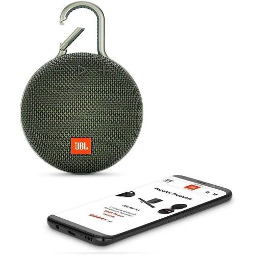 제이비엘 Pair of JBL Clip 3 Portable Waterproof Wireless Bluetooth Speaker (Forest Green) Bundle