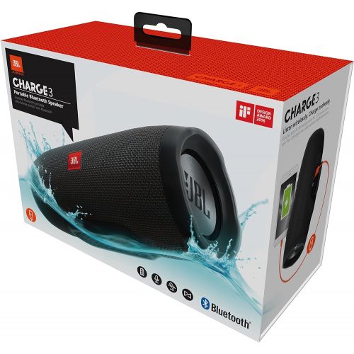 제이비엘 JBL Charge 3 Portable Bluetooth Waterproof Speaker - Black