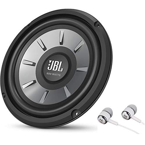 제이비엘 JBL Stage 810 800W Max 8 Stage Series Single 4 ohm Car Audio Subwoofer Speaker Bundled with Alphasonik Earbuds