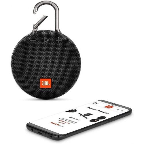 제이비엘 JBL Clip 3 Waterproof Portable Bluetooth Speaker with Hard Cover Deluxe Travel Case and LED Flashlight Key Chain (Color May Vary) (Midnight Black)