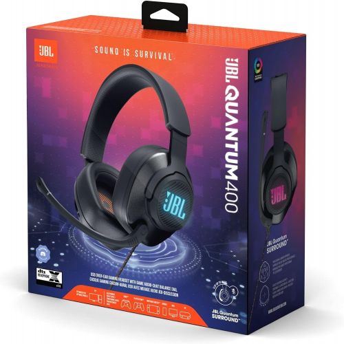 제이비엘 JBL Quantum 400 - Wired Over-Ear Gaming Headphones with USB and Game-Chat Balance Dial - Black